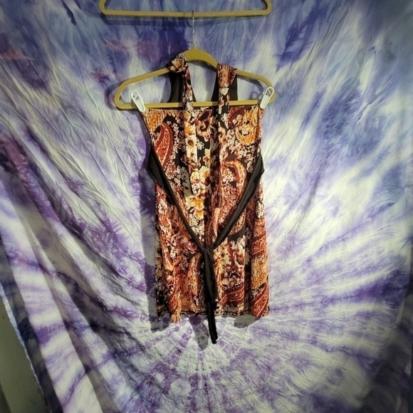 Wrapper Women's Halter Multicolored Paisley Design Mini Vintage Dress Size Med - Picture 9 of 13